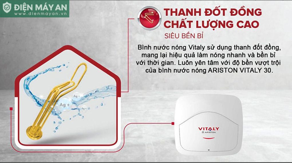 Bình nóng lạnh Ariston 30 lít VITALY 30 2.5 FE